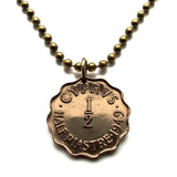1949 Cyprus 1/2 Piastre coin pendant Cypriot jewelry Nicosia Limassol Strovolos Larnaca Lakatamia Agios Athanasios Famagusta Paphos Kyrenia Paralimni Kato Polemidhia Aglandjia Varosha Kourion Karavas Akamas Kormakitis Lefkoşa Lemesos Protaras n002315