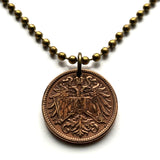 Austria Österreich 2 Heller coin pendant necklace jewelry double headed eagle Austro-Hungarian Habsburg shield Vienna Salzburg Wien Graz Innsbruck Villach Sankt Pölten Wels Sölden Ischgl Gmunden Vorarlberg Zell am See Hungary n000111