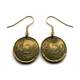 Portugal 20 Euro Cent coin earrings Portuguese king Afonso Henriques royal seal selo real 1142 O Conquistador Fundador 5 Quinas 7 castles Quincunx cross Reconquista Lisbon Porto Guimarães Sintra Braga Coimbra Évora Faro Belém Mirandese Pena e000664