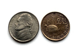 1970 South Korea 5 Won coin pendant Korean Turtle Ship battleship Seoul Busan Incheon Daegu Hanguk Joseon Japanese war flagship Panokseon Battle of Sacheon Geobukseon gwiseon Imjin War n001063