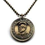 2005 Turkey Türkiye Lira coin pendant Mustafa Kemal Atatürk crescent moon star Istanbul Ankara Mardin Antalya Canakkale Troy Trabzon n003850