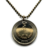 2005 Turkey Türkiye Lira coin pendant Mustafa Kemal Atatürk crescent moon star Istanbul Ankara Mardin Antalya Canakkale Troy Trabzon n003850