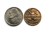 1953 Portugal 20 Cnt coin pendant Portuguese 5 Quinas castles Quincunx cross Lisboa Oporto Sintra Braga Coimbra Évora Faro Santa Maria de Belém Vila Nova de Gaia Mirandese Guimarães Praia da Marinha Viseu Setúbal Amadora Funchal Almada Portalegre n000083b