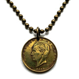 2005 Colombia 20 Pesos coin pendant necklace Colombian jewelry Simon Bolivar Bogota Medellin Cali Barranquilla Cartagena Pereira Santander Antioquia Valle del Cauca Cúcuta Caldas Bucaramanga cumbia parcero paisa n003134