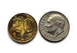 2005 Colombia 20 Pesos coin pendant necklace Colombian jewelry Simon Bolivar Bogota Medellin Cali Barranquilla Cartagena Pereira Santander Antioquia Valle del Cauca Cúcuta Caldas Bucaramanga cumbia parcero paisa n003134