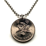 1995 British Hong Kong China 1 Dollar coin pendant Bauhinia orchid flower blossom floral Sham Shui Po Yau Tsim Mong Kwai Tsing Tai Po Sha Tin n000466