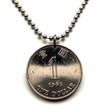 1995 British Hong Kong China 1 Dollar coin pendant Bauhinia orchid flower blossom floral Sham Shui Po Yau Tsim Mong Kwai Tsing Tai Po Sha Tin n000466
