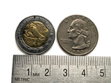 Mexico 2 Pesos coin earrings Mexican golden eagle snake Aztec calendar stone Piedra del Sol Veracruz Chiapas Pachuca Morelia Durango e000482