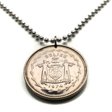 1974 Belize British Honduras 50 Cents coin pendant Three frigatebirds in flight seabird Belmopan Benque Viejo del Carmen San Ignacio Orange Walk San Pedro Corozal Central America Hondo River n003889