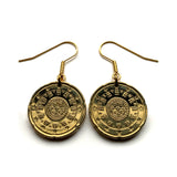 Portugal 20 Euro Cent coin earrings Portuguese king Afonso Henriques royal seal selo real 1142 O Conquistador Fundador 5 Quinas 7 castles Quincunx cross Reconquista Lisbon Porto Guimarães Sintra Braga Coimbra Évora Faro Belém Mirandese Pena e000664