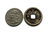 antique 1668-1700 Japan 1 Mon cash coin pendant Kanei Tsuho Kanji Fukuoka Kawasaki Saitama Hiroshima Sendai Chiba shogun Edo Nippon n001076b