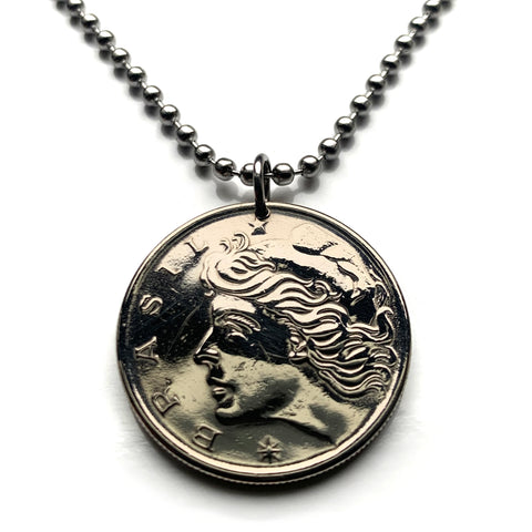 1970 Brazil Brasil 50 Centavos coin pendant Lady Liberty São Paulo Recife Pernambuco Bahia Minas Gerais Pelourinho Belem Santa Catarina n001261