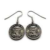 1964 Ecuador 10 Centavos coin earrings escudo Ecuatoriano Guayaquil Quito Cuenca Machala Manta Portoviejo Esmeraldas Ambato Chimborazo Guayas Eloy Alfaro Ibarra Los Ríos Azuay Tungurahua Cotopaxi Loja Imbabura Riobamba Pichincha Manabí Quevedo e000669