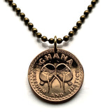 1967 Ghana 1/2 Pesewa coin pendant necklace jewelry Akan Adowa Bush drums Accra Black Star of Africa Kumasi Gold Coast Tamale Takoradi Atsiaman Asante Ashanti Dagomba Volta Mole-Dagbon Cape Coast Osu Wa Ewe Ga West African n000086