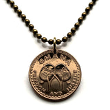 1967 Ghana 1/2 Pesewa coin pendant necklace jewelry Akan Adowa Bush drums Accra Black Star of Africa Kumasi Gold Coast Tamale Takoradi Atsiaman Asante Ashanti Dagomba Volta Mole-Dagbon Cape Coast Osu Wa Ewe Ga West African n000086