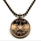 1967 Ghana 1/2 Pesewa coin pendant necklace jewelry Akan Adowa Bush drums Accra Black Star of Africa Kumasi Gold Coast Tamale Takoradi Atsiaman Asante Ashanti Dagomba Volta Mole-Dagbon Cape Coast Osu Wa Ewe Ga West African n000086