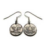 Schweden Sverige 1 Ore Münze Ohrringe Modeschmuck Schwedische Kronen Initiale G Tre Kroner Stockholm Örebro Nordic Skandinavien Wikinger Schweden Svear Svealand Scania Blekinge Linköping e000254