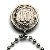 antique! 1884 Serbia 10 Para coin pendant Serbian double headed eagle Belgrade Srbija Kosovo Yugoslavia Novi Sad Vojvodina Kragujevac Subotica Niš city Zrenjanin Nišava Nemanjić dynasty Serbs n001418