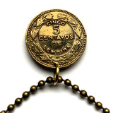 1975 Honduras 5 Centavos coin pendant pirámide Lempira Lenca Tegucigalpa Choluteca masonic eye Yoro Olancho El Paraíso Atlántida Copán La Ceiba San Pedro Sula Choloma Comayagua Centroamérica n003541