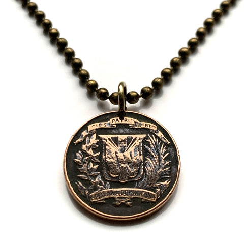1969 República Dominicana 1 Centavo moneda colgante collar joyería Santo Domingo Santiago Quisqueya Cibao La Vega Ciudad Colonial San Pedro de Macorís La Romana Higüey Moca n003582