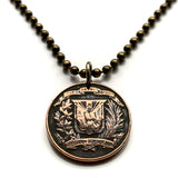 1957 Dominican Republic 1 Centavo coin pendant necklace jewelry Santo Domingo Santiago Quisqueya Cibao La Vega Ciudad Colonial San Pedro de Macorís La Romana Higüey Moca n000902
