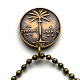1957 Dominican Republic 1 Centavo coin pendant necklace jewelry Santo Domingo Santiago Quisqueya Cibao La Vega Ciudad Colonial San Pedro de Macorís La Romana Higüey Moca n000902