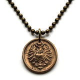 1875 Germany Deutschland 1 Pfennig coin pendant black German eagle Berlin Hamburg Munich Cologne Frankfurt Stuttgart Düsseldorf Dortmund Leipzig Bremen Dresden Hanover Bavaria Bonn Nuremberg n000177