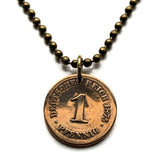 1875 Germany Deutschland 1 Pfennig coin pendant black German eagle Berlin Hamburg Munich Cologne Frankfurt Stuttgart Düsseldorf Dortmund Leipzig Bremen Dresden Hanover Bavaria Bonn Nuremberg n000177