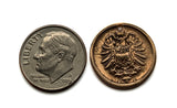 1875 Germany Deutschland 1 Pfennig coin pendant black German eagle Berlin Hamburg Munich Cologne Frankfurt Stuttgart Düsseldorf Dortmund Leipzig Bremen Dresden Hanover Bavaria Bonn Nuremberg n000177