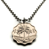1967 Iraq 5 Fils coin pendant Iraqi palm trees Baghdad Mosul Erbil Uruk Arab Kurds Persian Gulf middle east Tigris Euphrates Islam n003740