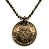 1995 Costa Rica 10 Colones coin pendant San Jose Puerto Limón Alajuela Liberia Puntarenas San Vicente Barranca ticos América Central Heredia Cinco Esquinas Desamparados Tamarindo Arenal n001695