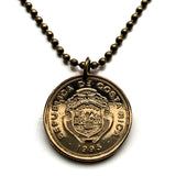 1995 Costa Rica 10 Colones coin pendant San Jose Puerto Limón Alajuela Liberia Puntarenas San Vicente Barranca ticos América Central Heredia Cinco Esquinas Desamparados Tamarindo Arenal n001695