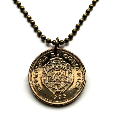 1995 Costa Rica 10 Colones coin pendant San Jose Puerto Limón Alajuela Liberia Puntarenas San Vicente Barranca ticos América Central Heredia Cinco Esquinas Desamparados Tamarindo Arenal n001695