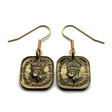1940's British Ceylon Sri Lanka 5 Cents coin dangle & drop earrings World War 2 era Colombo Kaduwela Maharagama Kesbewa Dehiwala Mount Lavinia Moratuwa Negombo Kotte Kalmunai Kandy Sinhala Eelam Tamils Anuradhapura e000670