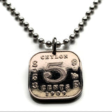 1909 British Ceylon Sri Lanka 5 Cents coin pendant king Edward VII Sinhala Eelam Tamils Colombo Kaduwela Maharagama Kesbewa Dehiwala Mount Lavinia Moratuwa Negombo Kotte Kalmunai Kandy Anuradhapura Sri Pada n003907