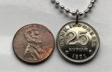 1974 Indonesia 25 Rupia colgante de moneda Victoria Paloma Coronada pájaro Yakarta Surabaya Bekasi Bandung Medan Depok Tangerang Palembang Semarang Makassar Tangerang Batam Garuda Pancasila Sunda Malay Sumatra Minangkabau Papúa Borneo n000328