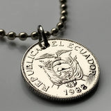 1990 Ecuador 1 Sucre coin pendant escudo Ecuatoriano Guayaquil Quito Cuenca Machala Manta Portoviejo Esmeraldas Ambato Chimborazo Guayas Eloy Alfaro Ibarra Los Ríos Azuay Tungurahua Cotopaxi Loja Imbabura Riobamba Pichincha Manabí Quevedo n001066