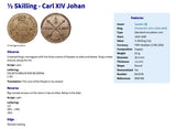 antique! 1821 Sweden Sverige 1/2 Skilling coin pendant Swedish crown Tre Kroner initial C Stockholm Malmo Orebro Vasteras Helsingborg Norrkoping Smolandia Swede Norrland Gothenburg Linkoping Scandinavia Nordic Viking Gotaland Ostergotland Norsemen n003584
