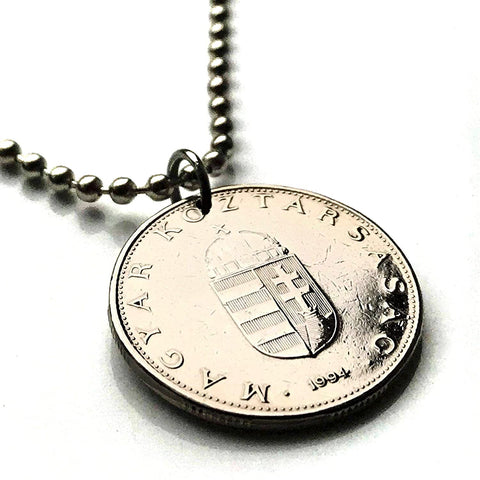 1994 Hungary Magyars 10 Forint coin pendant Hungarian Saint Stephen Holy Crown Szent Korona Budapest Debrecen Székelys Pécs Szeged Győr Miskolc Gellért Hill Jasz Csangos Szolnok Vas Érd Szeged n001552