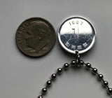 1985 South Korea 1 Won coin pendant necklace jewelry Korean Rose of Sharon Mugunghwa blossom national flower Seoul Busan Incheon Joseon dynasty Goryeo kingdom Daegu Daehan Minguk Hangul Koryŏ n003571