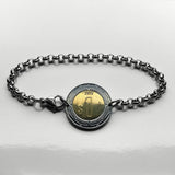 2016 Mexico 1 Peso coin rolo link bracelet Mexican golden eagle Ecatepec Puebla Oaxaca Juárez Morelia Chiapas Tijuana León Monterrey Culiacán Veracruz Yucatán Jalisco Acapulco Cancun Cuernavaca Pachuca Durango Sinaloa Chihuahua Zócalo Aztec b000108