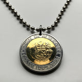 1994 Perú 2 Soles moneda colgante collar joyería escudo Peruano Lima Cuzco Machu Picchu Inca Chiclayo Huancayo Iquitos Chimbote Ica Puno Cajamarca Pucallpa Piura Ayacucho Chincha Huánuco Tarapoto Callao Ate n003568