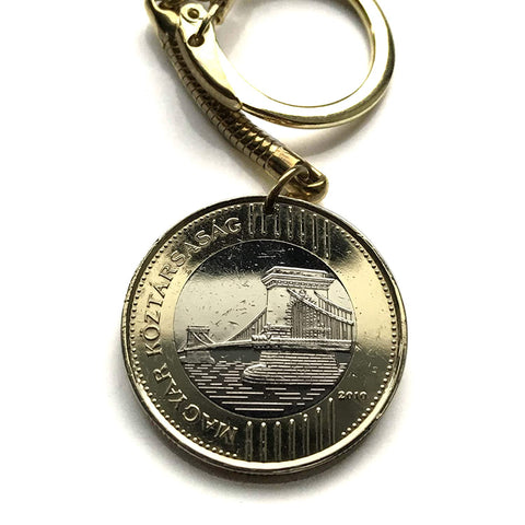 2009 Hungary Magyar 200 Forint coin keychain pendant jewelry Széchenyi Chain Bridge Buda Széchenyi Gresham Palace Jasz Pannonian Basin Csangos Ugrian Szeged n003085