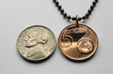 2016 Portugal 5 Euro Cent coin pendant Portuguese 5 Quinas castles Lisbon Porto Braga Sintra Faro Coimbra Évora Lagoa Quincunx cross Vasco da Gama Guimarães Belém Algarve Gaia Mirandese n001623