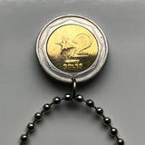 1994 Peru 2 Soles coin pendant necklace jewelry escudo Peruano Lima Cuzco Machu Picchu Inca Chiclayo Huancayo Iquitos Chimbote Ica Puno Cajamarca Pucallpa Piura Ayacucho Chincha Huánuco Tarapoto Callao Ate n003568