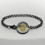 2016 Mexico 1 Peso coin rolo link bracelet Mexican golden eagle Ecatepec Puebla Oaxaca Juárez Morelia Chiapas Tijuana León Monterrey Culiacán Veracruz Yucatán Jalisco Acapulco Cancun Cuernavaca Pachuca Durango Sinaloa Chihuahua Zócalo Aztec b000108