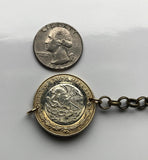 2022 Mexico 10 Pesos coin rolo link brass bracelet jewelry Aztec sun stone calendar Piedra del Sol Mexica sculpture Tōnatiuh Tlaltecuhtli Yohualtecuhtli Tenochtitlan Tecpatl knife Zócalo Templo Mayor Toltec Hidalgo b000077
