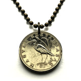 2007 Hungary Magyar 5 Forint coin pendant Hungarian Crane bird Great White Egret heron Budapest Debrecen Szeged Miskolc Pecs Gyor Érd Nyiregyhaza Kecskemet Szekesfehervar Szombathely Szolnok Tatabanya Sopron Székelys Csango Paloc Matyo Uralic n000396