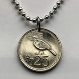 1974 Indonesia 25 Rupia colgante de moneda Victoria Paloma Coronada pájaro Yakarta Surabaya Bekasi Bandung Medan Depok Tangerang Palembang Semarang Makassar Tangerang Batam Garuda Pancasila Sunda Malay Sumatra Minangkabau Papúa Borneo n000328