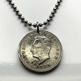 1975 El Salvador 5 Centavos Münze Anhänger Halskette Francisco Morazan Santa Ana Soyapango San Miguel Santa Tecla Mejicanos Apopa Ahuachapán Ilopango Colón Tonacatepeque Opico Zacatecoluca La Libertad Maya Tazumal Sonsonate Usulután Joya de Cerén n001694
